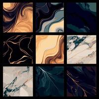 Set 9pcs light and dark marble tile texture, background template - Vector