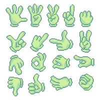 Hands pose pixel art style vector