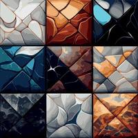 Set 9pcs light and dark marble tile texture, background template - Vector