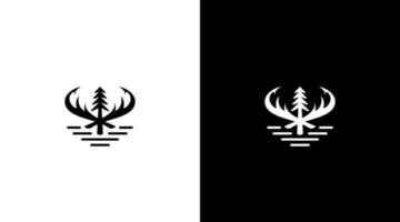 hunter logo monogram forest adventure black and white icon illustration style Designs templates vector