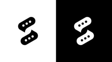 burbuja chat logo monograma s letra inicial blanco y negro icono ilustración estilo diseños plantillas vector