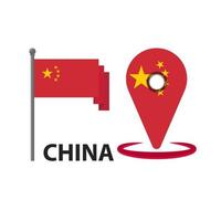 Vector map of China with flag. Isolated, white background