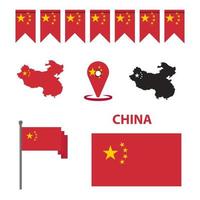 Vector map of China with flag. Isolated, white background