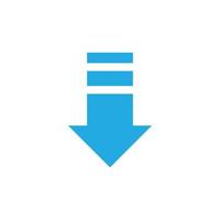 eps10 vector azul flecha abajo icono de arte abstracto o logotipo aislado sobre fondo blanco. descargando un símbolo sólido en un estilo moderno y plano simple para el diseño de su sitio web y aplicación móvil