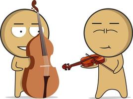 The violinist plays the violin, the musician plays the double bass vector