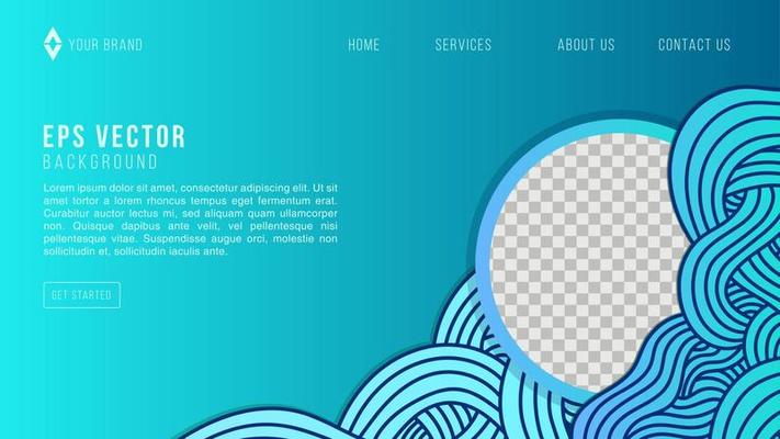 Green turquoise doodle abstract banner design. Wavy Vector shaped background. Modern Graphic Template Banner doodles for social media and web sites