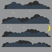 nubes de lluvia elemento azul oscuro del mal tiempo otoñal. conjunto de la naturaleza y el cielo. ilustración plana de dibujos animados. vector