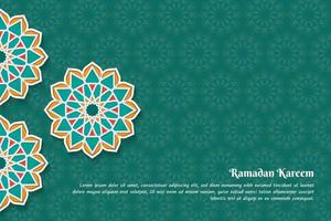 diseño de mandala colorido en fondo de patrón verde para diseño de plantilla de ramadan kareem vector
