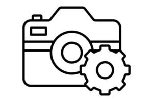 Setting camera icon illustration. icon related to multimedia. Line icon style. Simple vector design editable