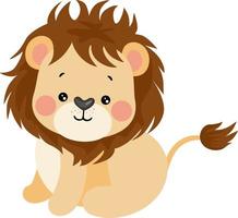 Adorable lion isolated in white vector