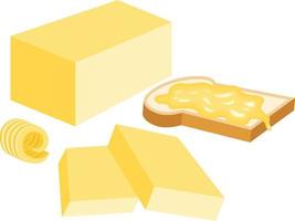 Set of butter and bread slice vector