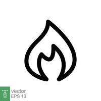 Fire flame line icon. Simple outline style. Passion symbol, flammable logo, grill, heat, hot, burn warning concept, light sign. Vector illustration design isolated on white background. EPS 10.