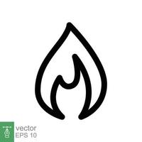 Fire flame line icon. Simple outline style. Passion symbol, flammable logo, grill, heat, hot, burn warning concept, light sign. Vector illustration design isolated on white background. EPS 10.