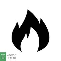 Fire flame icon. Simple flat style. Passion symbol, flammable logo, grill, heat, hot, burn warning concept, silhouette sign. Vector illustration design isolated on white background. EPS 10.