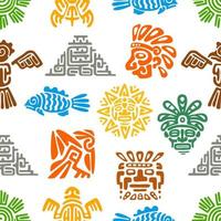 Mayan civilization, Aztec totems seamless pattern vector