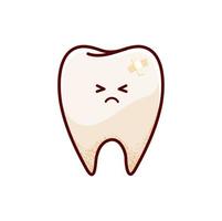 Cartoon sick and unhealthy tooth character vector