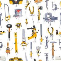 Cartoon DIY tools characters seamless pattern vector