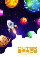 Rocket spaceship in outer space vector background