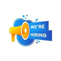 We are hiring, job offer, alert with megaphone vector