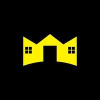 Minimal home logo icon design template on black background. vector