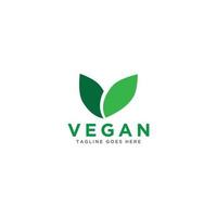 vector de logotipo vegano. ilustración verde natural con hojas para logotipo, pegatina y etiqueta.