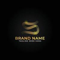 Gold letter S striped logo design with shining effect. vector