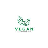 vector de logotipo vegano. ilustración verde natural con hojas para logotipo, pegatina y etiqueta.