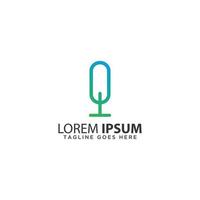 Microphone icon logo vector template. Podcast logo design.