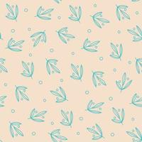 Seamless decorative template texture with green leaves and beige background. Seamless stylized leaf pattern. vector