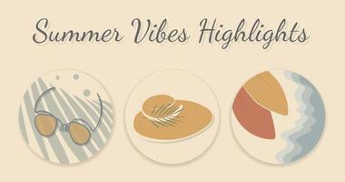 Set of vector icons for your business, scrapbooking, social media buttons. Vector set design templates icons and emblems - summer vibes highlight