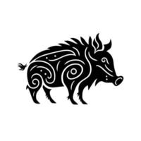 Ornamental wild boar. Simple vector image for logo, emblem, tattoo, embroidery, laser cutting, sublimation.