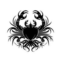 Tribal sea crab. Decorative illustration for logo, emblem, tattoo, embroidery, laser cutting, sublimation. vector