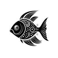 Tribal, ornamental fish. Simple vectro image for logo, emblem, tattoo, embroidery, laser cutting, sublimation. vector