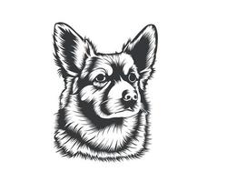 cardigan corgi perro vector ilustración silueta para camiseta, logotipo, insignias sobre fondo blanco