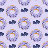 Seamless pattern background of blueberries donut vector