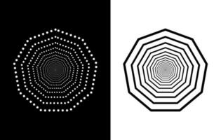 Vector Decagon halftone free geometric shapes, Dotwork vector, Dot abstract background stock illustration