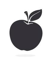 Silhouette icon of apple with stem and leaf vector