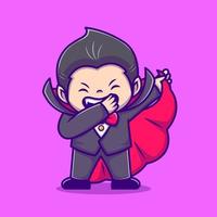 Cute Dracula Dabbing Cartoon Vector Icon Illustration. People Holiday Icon Concept Isolated Premium Vector. Flat Cartoon Style