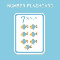 Cute number flashcards with animals set. English counting with animal theme. Math Poster for preschool. Vector illustration.