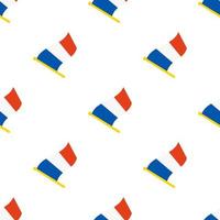 Seamless pattern with flags of France on flagstaff on white background vector