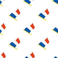 Seamless pattern with flags of France on flagstaff on white background vector