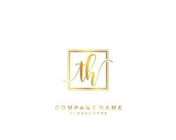 Initial TH beauty monogram and elegant logo design, handwriting logo of initial signature, wedding, fashion, floral and botanical with creative template. vector