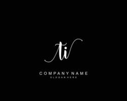 Initial TI beauty monogram and elegant logo design, handwriting logo of initial signature, wedding, fashion, floral and botanical with creative template. vector