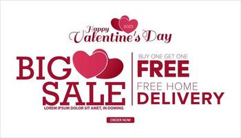 Vector illustration of Valentine's Day Big Sale banner design background. Website, poster, coupons, advertisement.