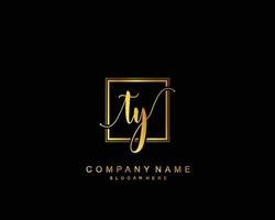 Initial TY beauty monogram and elegant logo design, handwriting logo of initial signature, wedding, fashion, floral and botanical with creative template. vector