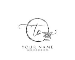 Initial TO beauty monogram and elegant logo design, handwriting logo of initial signature, wedding, fashion, floral and botanical with creative template. vector