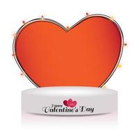 Happy Valentine's Day background. Big hearts with light and 3d shape for product display presentation. Vector illustration for website, poster, ads, coupons, promotional material.