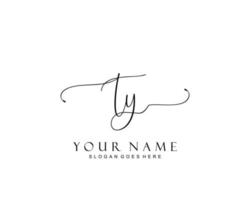 Initial TY beauty monogram and elegant logo design, handwriting logo of initial signature, wedding, fashion, floral and botanical with creative template. vector