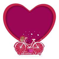 concepto de día de san valentín. ilustración de amor y tarjeta de felicitación del día de san valentín. ramo de rosas en bicicleta rosa.