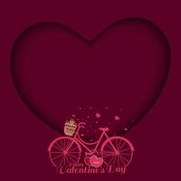 concepto de feliz día de san valentín. ilustración de amor y tarjeta de felicitación del día de san valentín. ramo de rosas en bicicleta rosa. vector